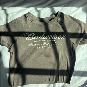Budweiser Cropped Baby Tee Brown Americana Y2K